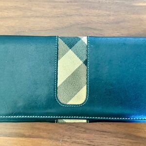 Burberry Leather Tartan Pattern Wallet